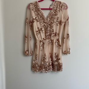 Rose gold sequin romper